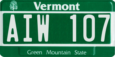 VT license plate AIW107