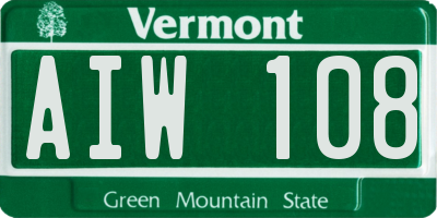 VT license plate AIW108
