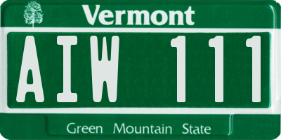 VT license plate AIW111