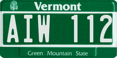 VT license plate AIW112
