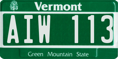 VT license plate AIW113