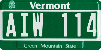 VT license plate AIW114