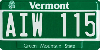 VT license plate AIW115
