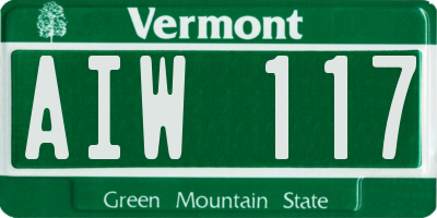 VT license plate AIW117