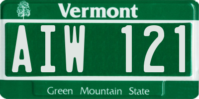 VT license plate AIW121