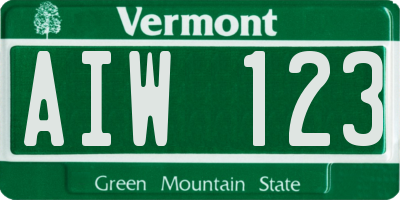 VT license plate AIW123