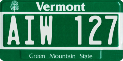 VT license plate AIW127