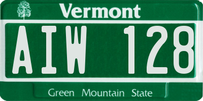VT license plate AIW128