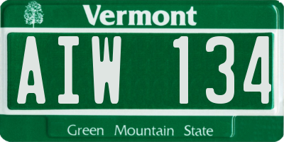 VT license plate AIW134