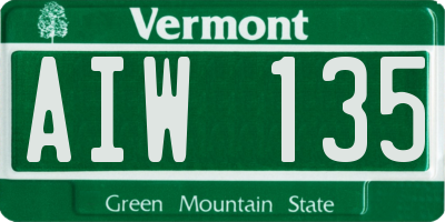 VT license plate AIW135
