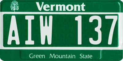VT license plate AIW137