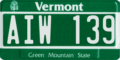 VT license plate AIW139