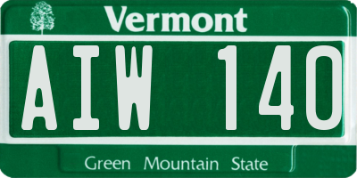 VT license plate AIW140