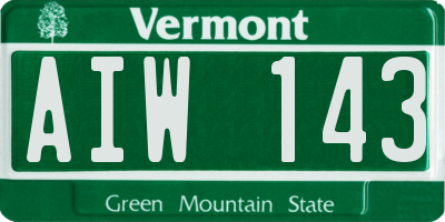 VT license plate AIW143