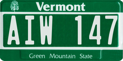 VT license plate AIW147