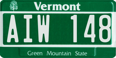 VT license plate AIW148