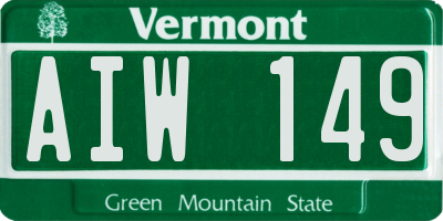 VT license plate AIW149