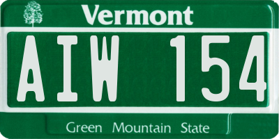 VT license plate AIW154