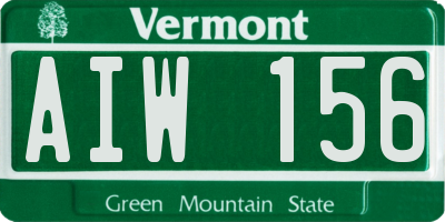 VT license plate AIW156