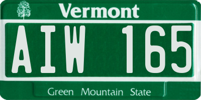 VT license plate AIW165