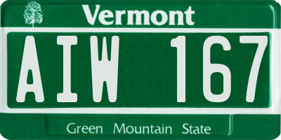 VT license plate AIW167