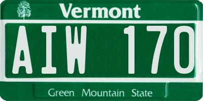 VT license plate AIW170