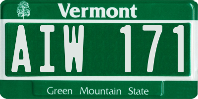 VT license plate AIW171