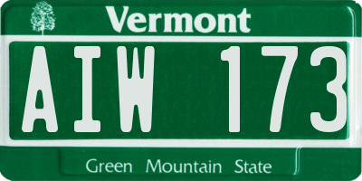 VT license plate AIW173