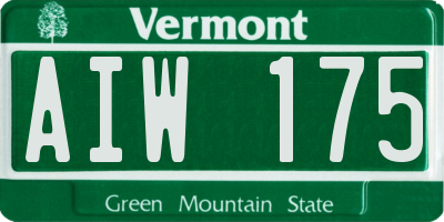 VT license plate AIW175