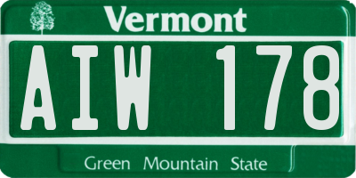 VT license plate AIW178