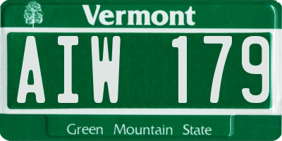 VT license plate AIW179