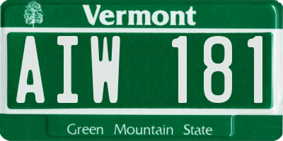 VT license plate AIW181