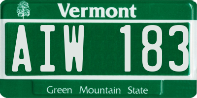 VT license plate AIW183