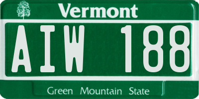VT license plate AIW188