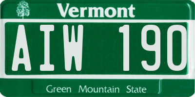 VT license plate AIW190