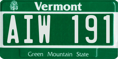 VT license plate AIW191