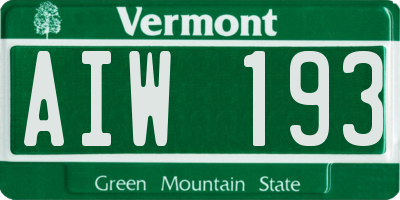 VT license plate AIW193