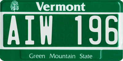 VT license plate AIW196
