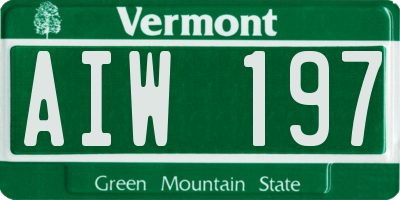 VT license plate AIW197