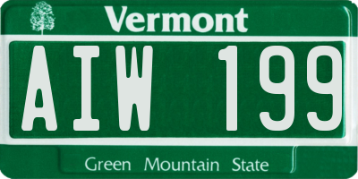 VT license plate AIW199