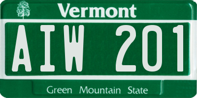 VT license plate AIW201