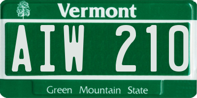 VT license plate AIW210
