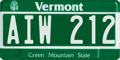 VT license plate AIW212