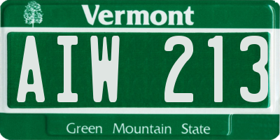 VT license plate AIW213