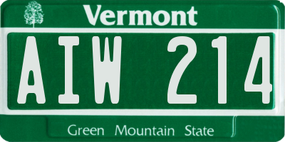 VT license plate AIW214