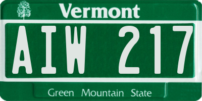 VT license plate AIW217