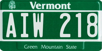 VT license plate AIW218