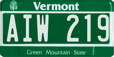 VT license plate AIW219