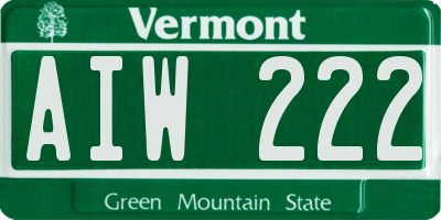 VT license plate AIW222