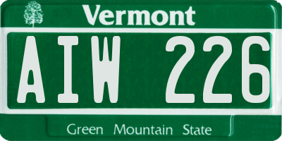 VT license plate AIW226